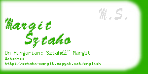 margit sztaho business card